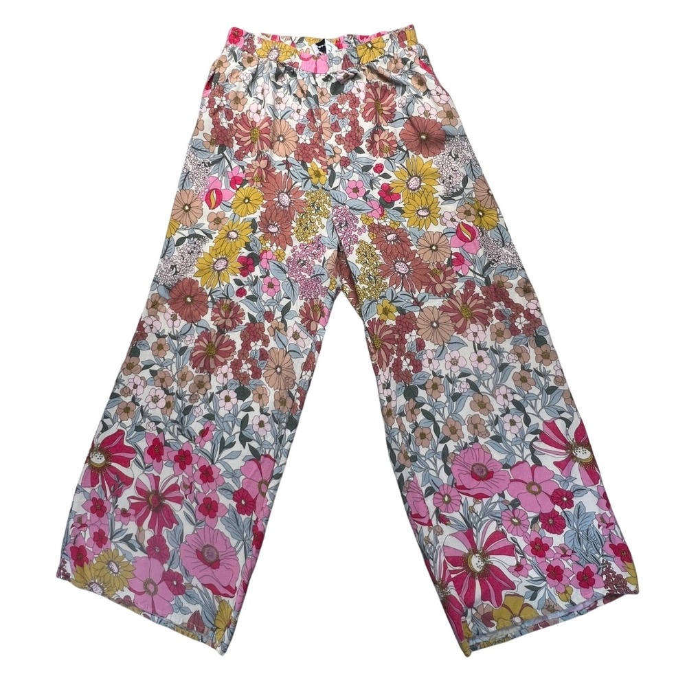Petal & Pup Floral Wide Leg Crop Pants High Waist Womens 6 Colorful Boho